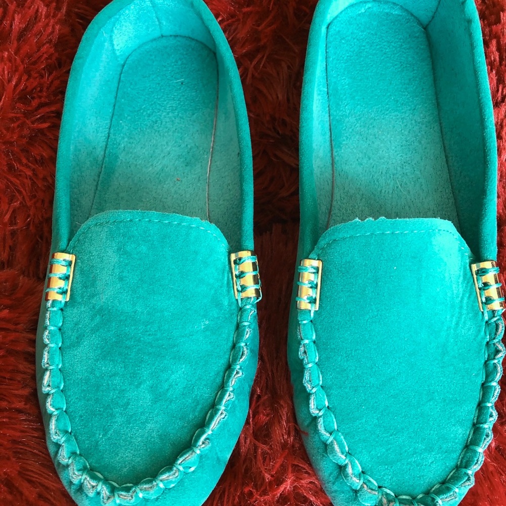 Teal Suede Loafers